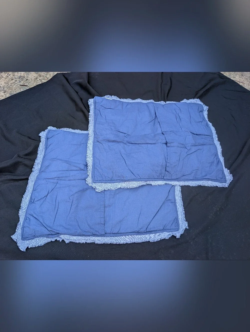 Target Chambray Blue Linen Pillowcase Pair with Rustic Fringe